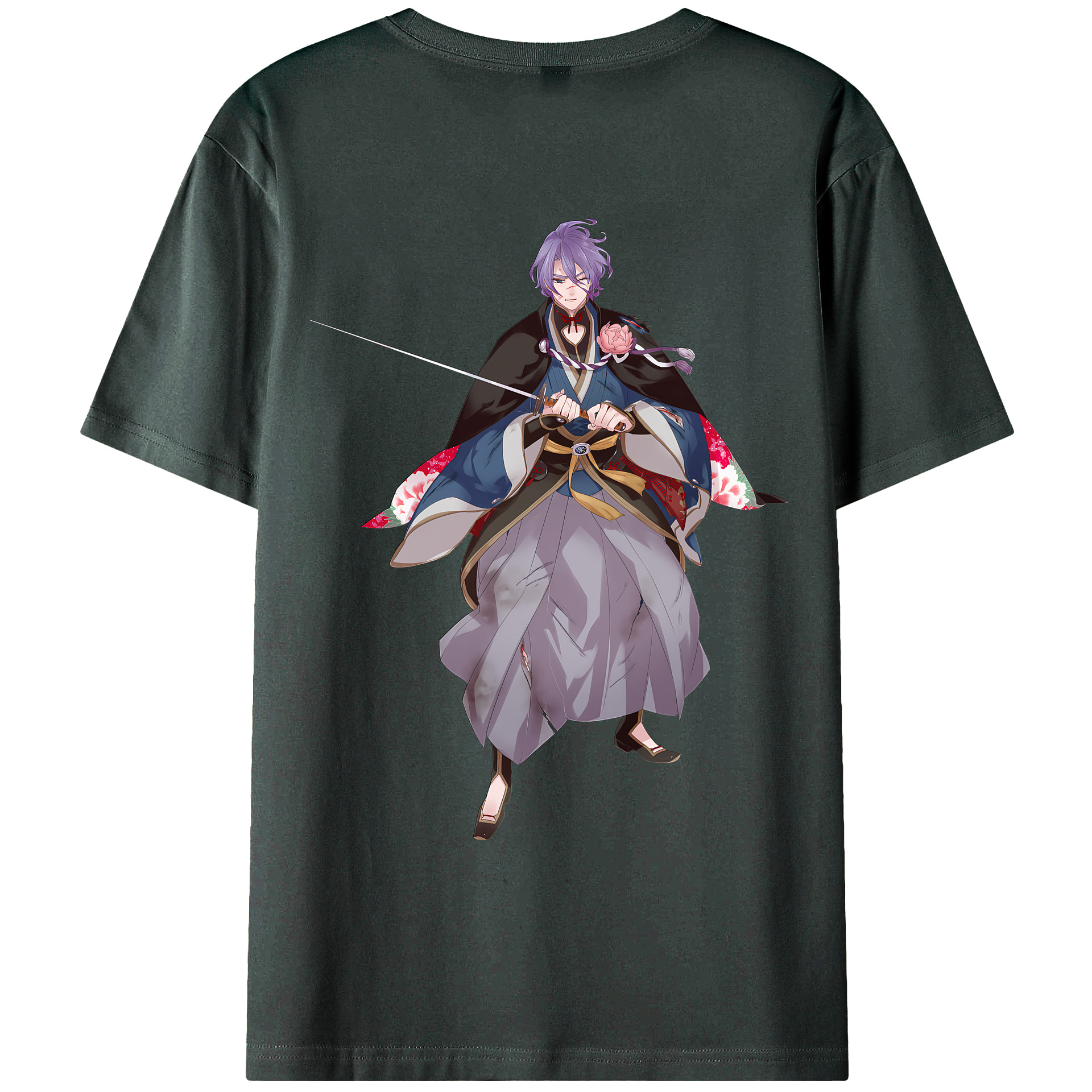 （画像用） 刀剣乱舞 Touken Ranbu 綿100％ メンズ半袖Tシャツ（バックプリント） 通気性